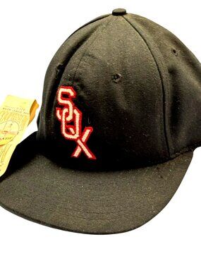NEW VTG Retro 1950's Chicago White Sox Hat Cap Fitted 6 7/8 Black